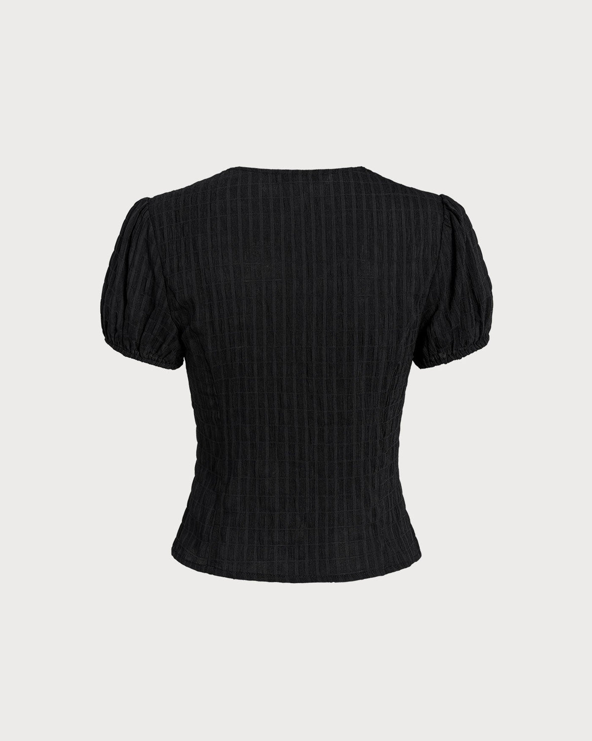 Black Jacquard Lace Button Blouse