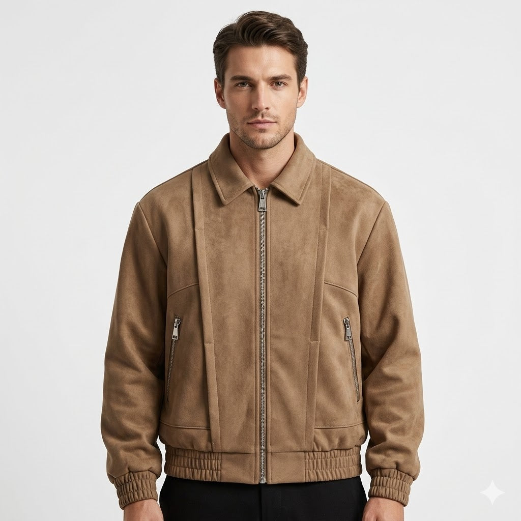 Men's Oversized Suede Bomber Jacket
