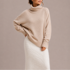 Women’s Oversized Turtleneck Sweater – Relaxed Knit Jumper