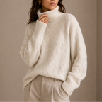 Women’s Textured Turtleneck Sweater – Soft Winter Knit Jumper