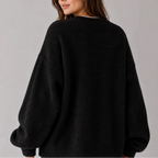 Women’s Oversized Knit Jumper – Crew Neck Sweater with Balloon Sleeves