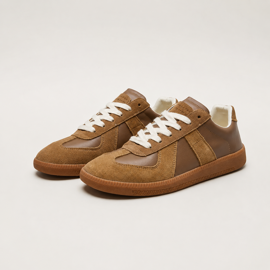Low-Top Sneakers with Color Block and Round Toe