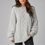 Women’s Oversized Cable Knit Jumper Dress with Long Sleeves