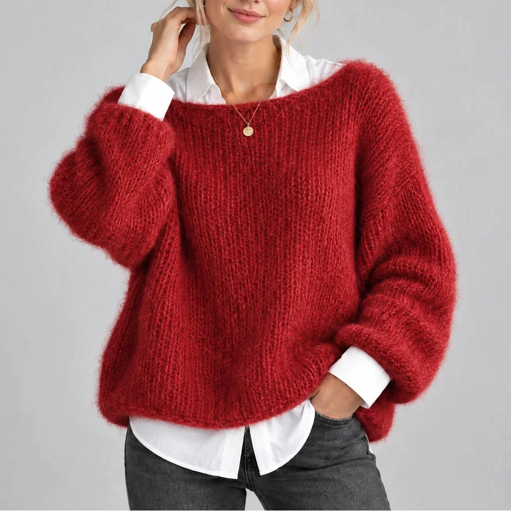 Women’s Oversized Chunky Knit Jumper with Balloon Sleeves