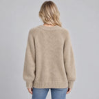 Women’s Relaxed Fit Fluffy Knit Jumper with Crew Neck and Long Sleeves