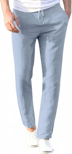 Men's Woven Pants with Drawstring Waist and Tapered Leg