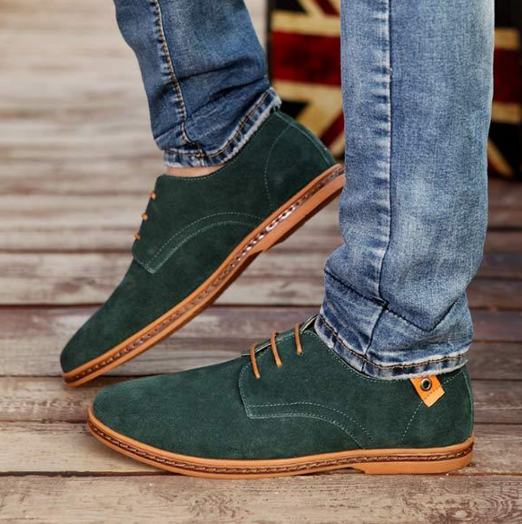 Men's Suede Derby Shoes with Lace-Up