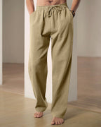 Men's Casual Straight-Leg Pants with Drawstring Waist and Slant Pockets