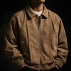 Men's Oversized Suede Bomber Jacket