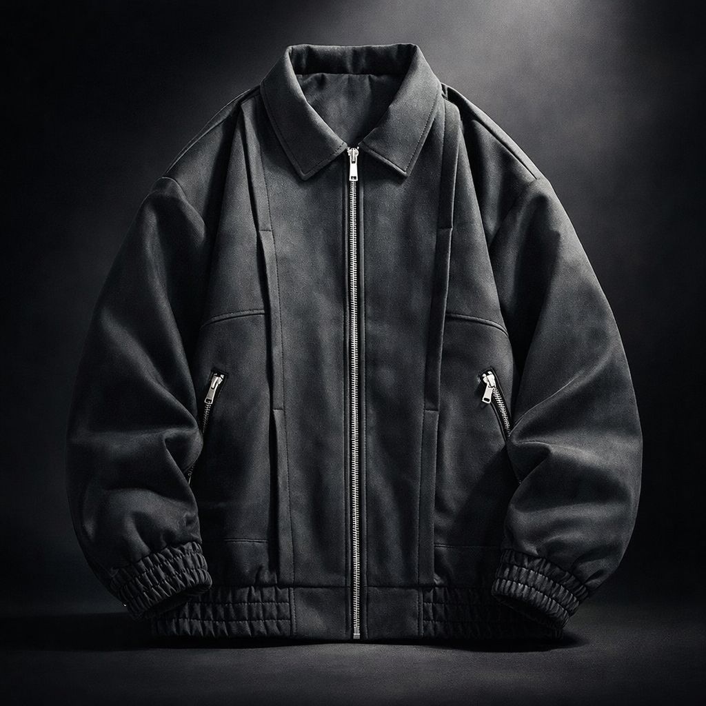 Men's Oversized Suede Bomber Jacket