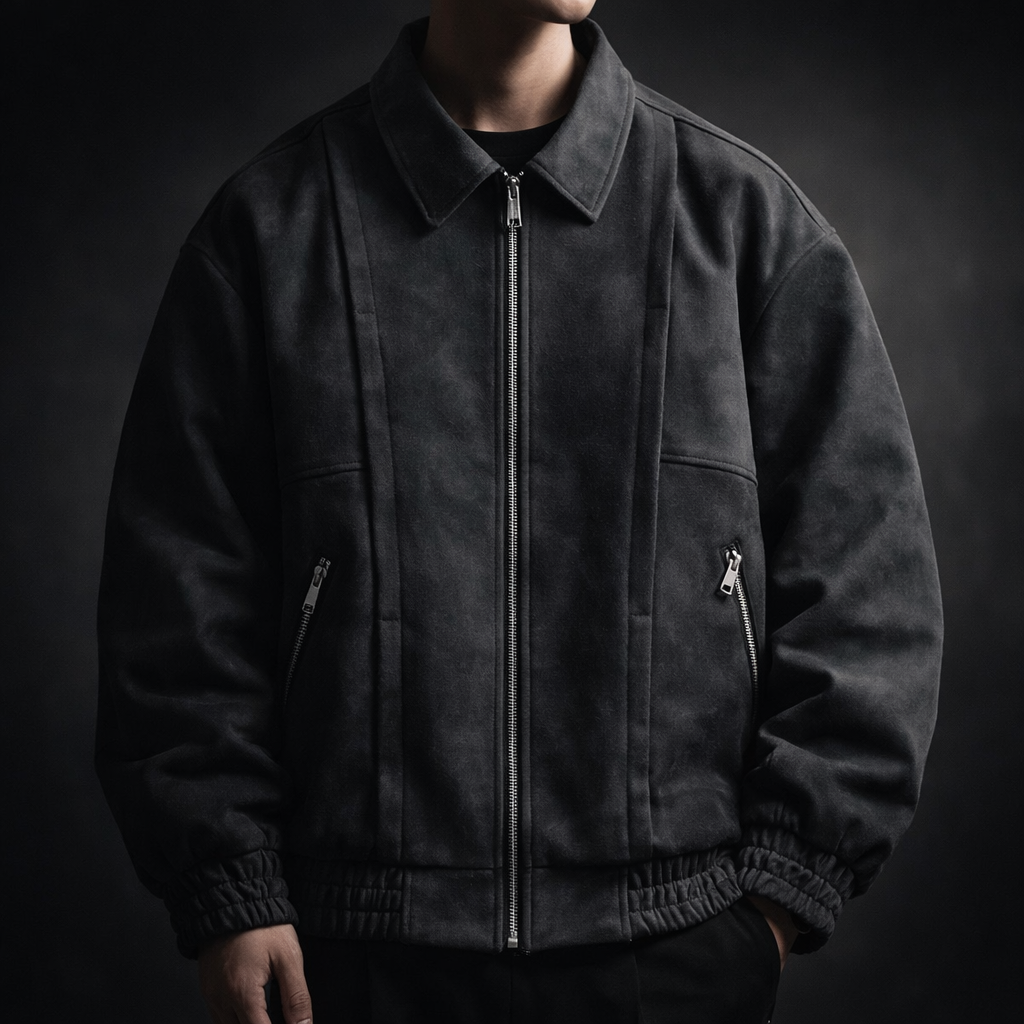 Men's Oversized Suede Bomber Jacket