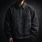 Men's Oversized Suede Bomber Jacket