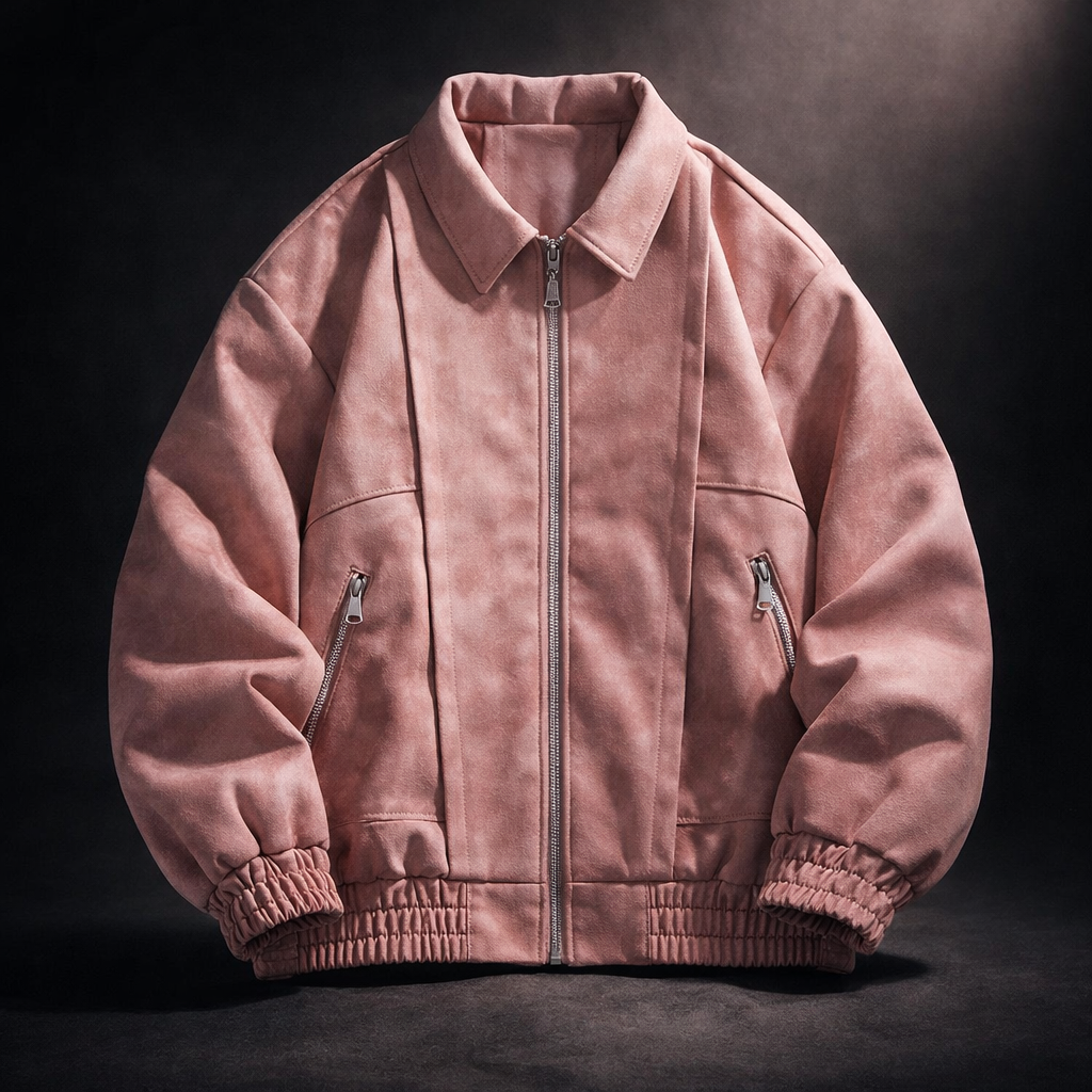 Men's Oversized Suede Bomber Jacket