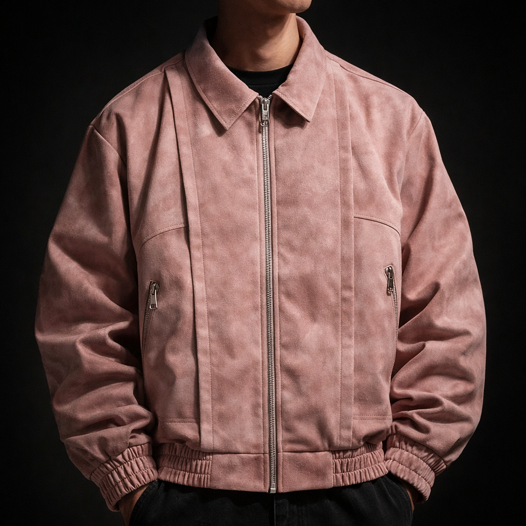 Men's Oversized Suede Bomber Jacket