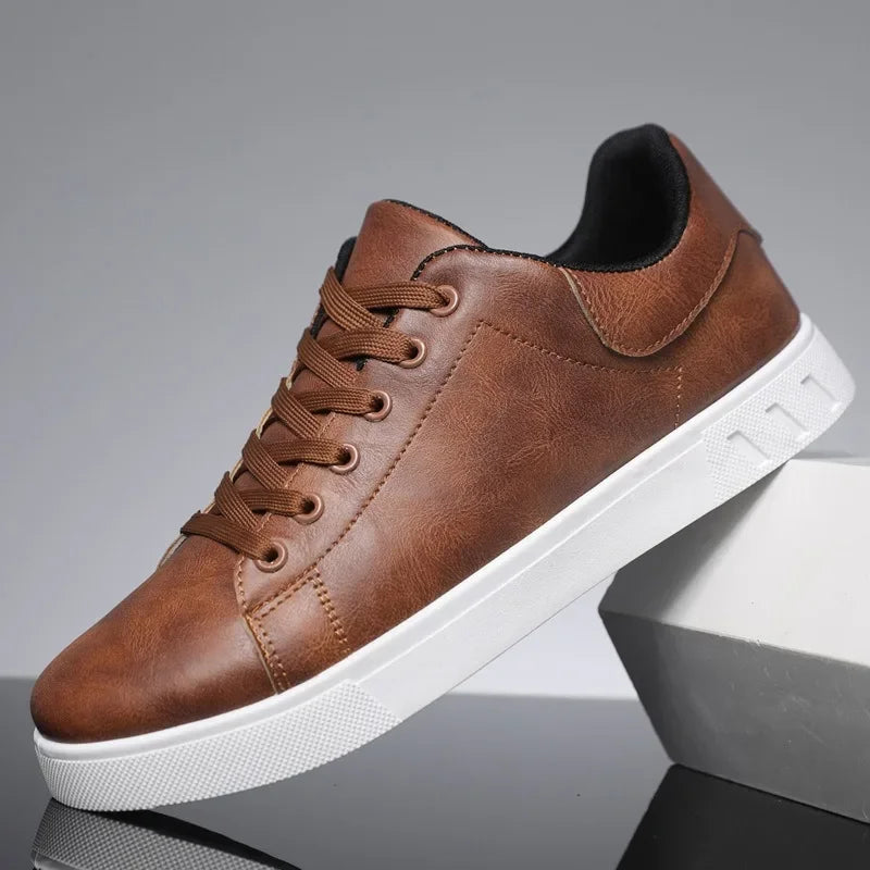Low-Top Lace-Up Sneakers with Cupsole and Round Toe