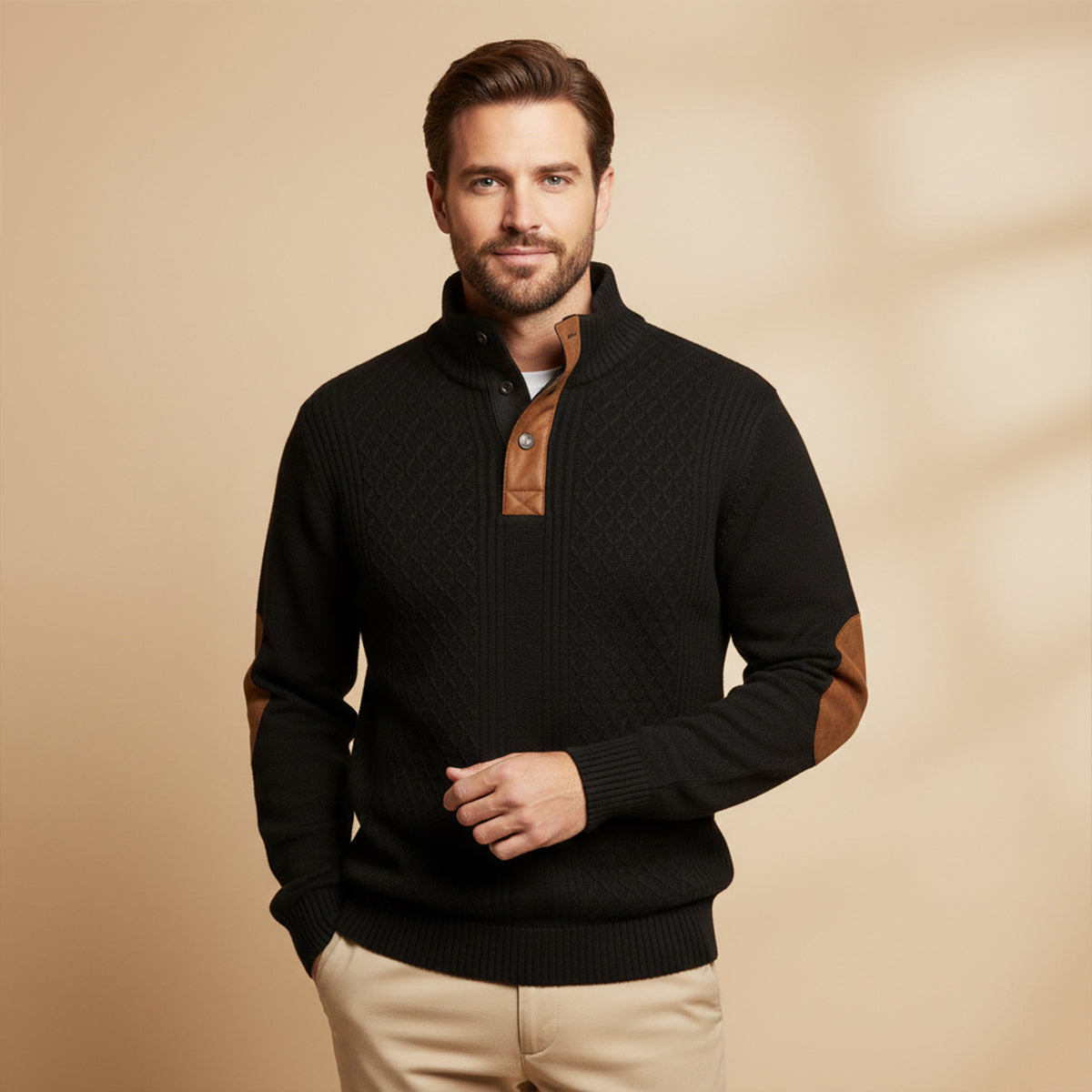 Cable-Knit Button-Front Signature Cardigan