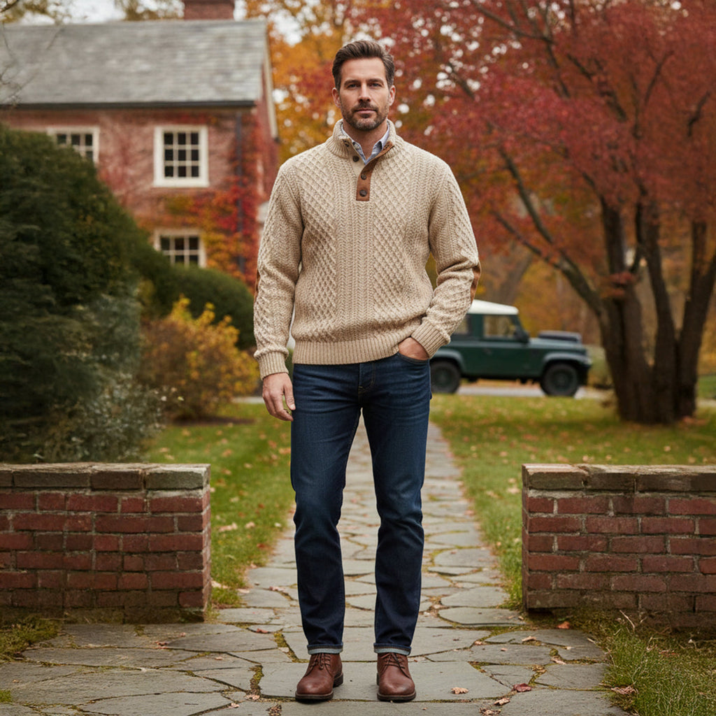 Cable-Knit Button-Front Signature Cardigan