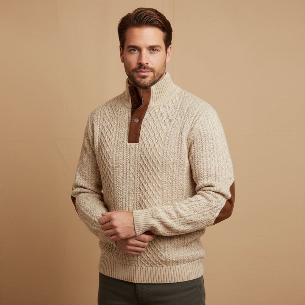 Cable-Knit Button-Front Signature Cardigan