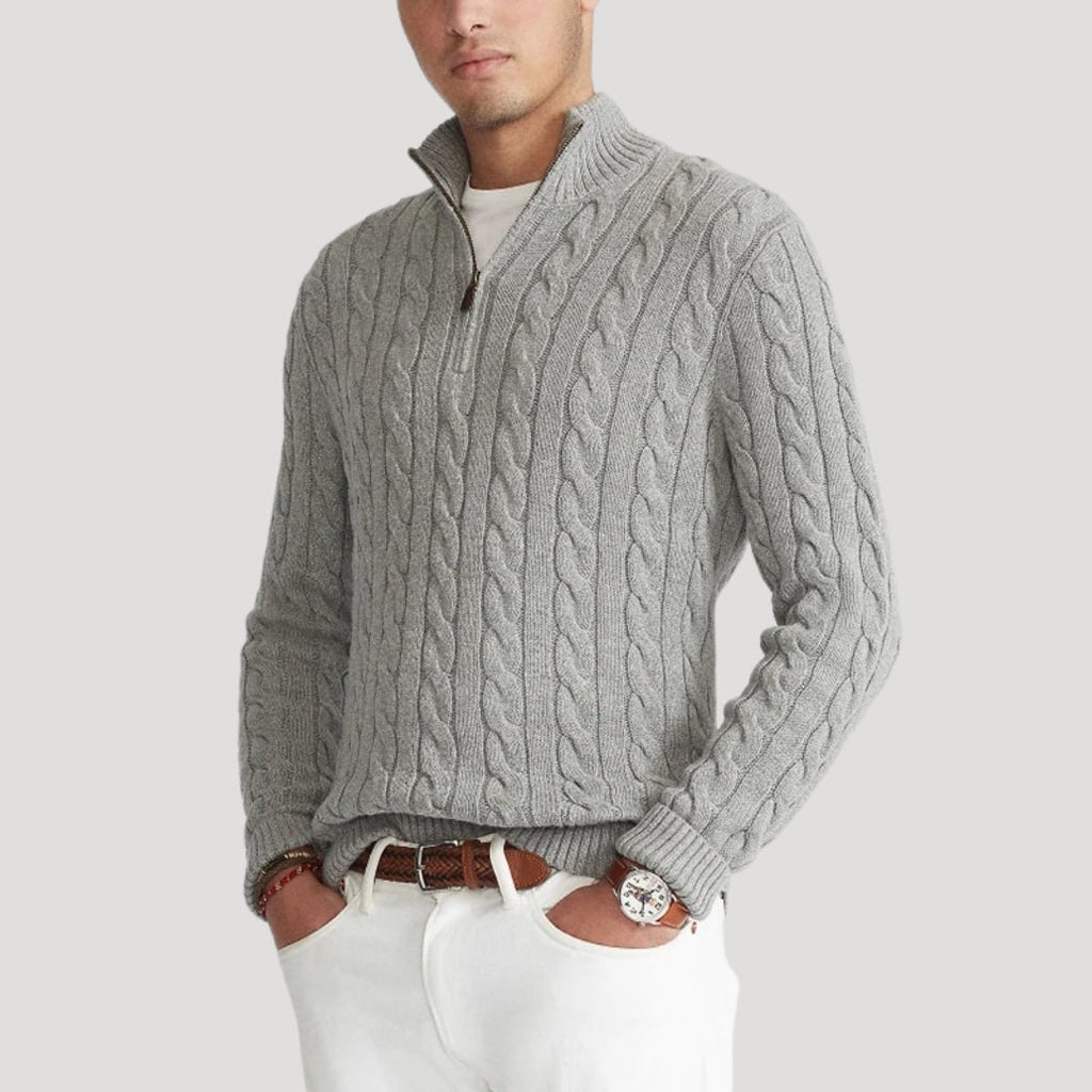 Cable-Knit Zip-Up Enduring Cardigan