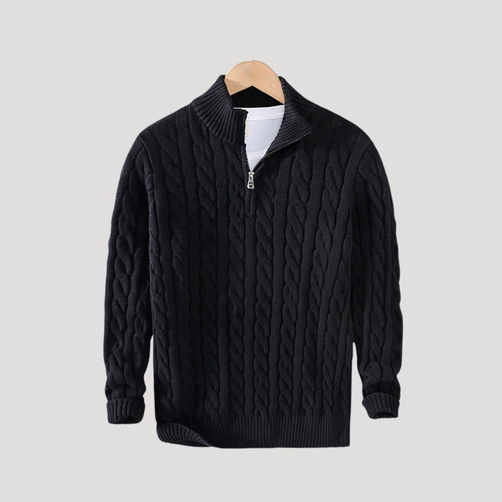 Cable-Knit Zip-Up Enduring Cardigan