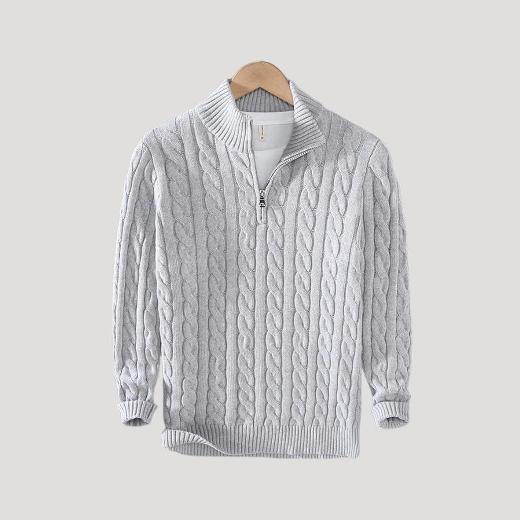 Cable-Knit Zip-Up Enduring Cardigan