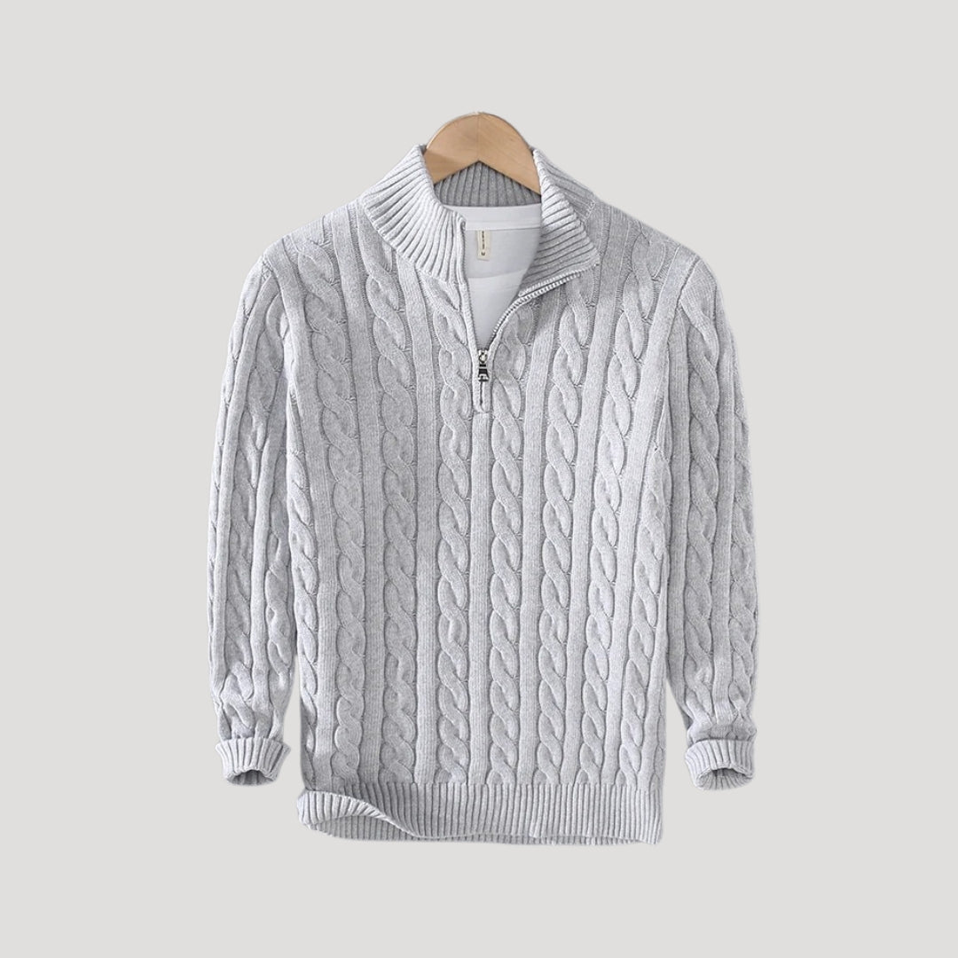 Cable-Knit Zip-Up Enduring Cardigan