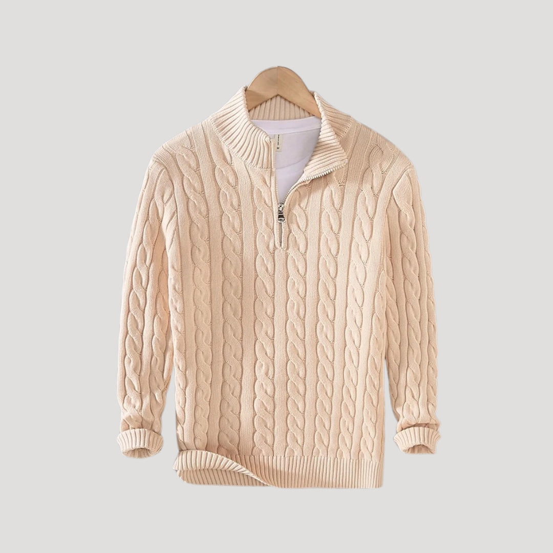 Cable-Knit Zip-Up Enduring Cardigan
