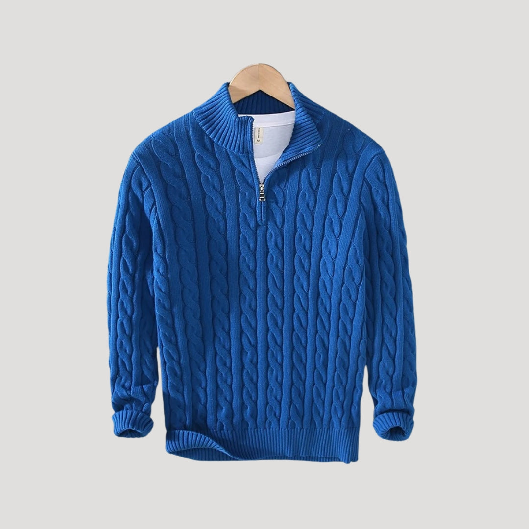 Cable-Knit Zip-Up Enduring Cardigan