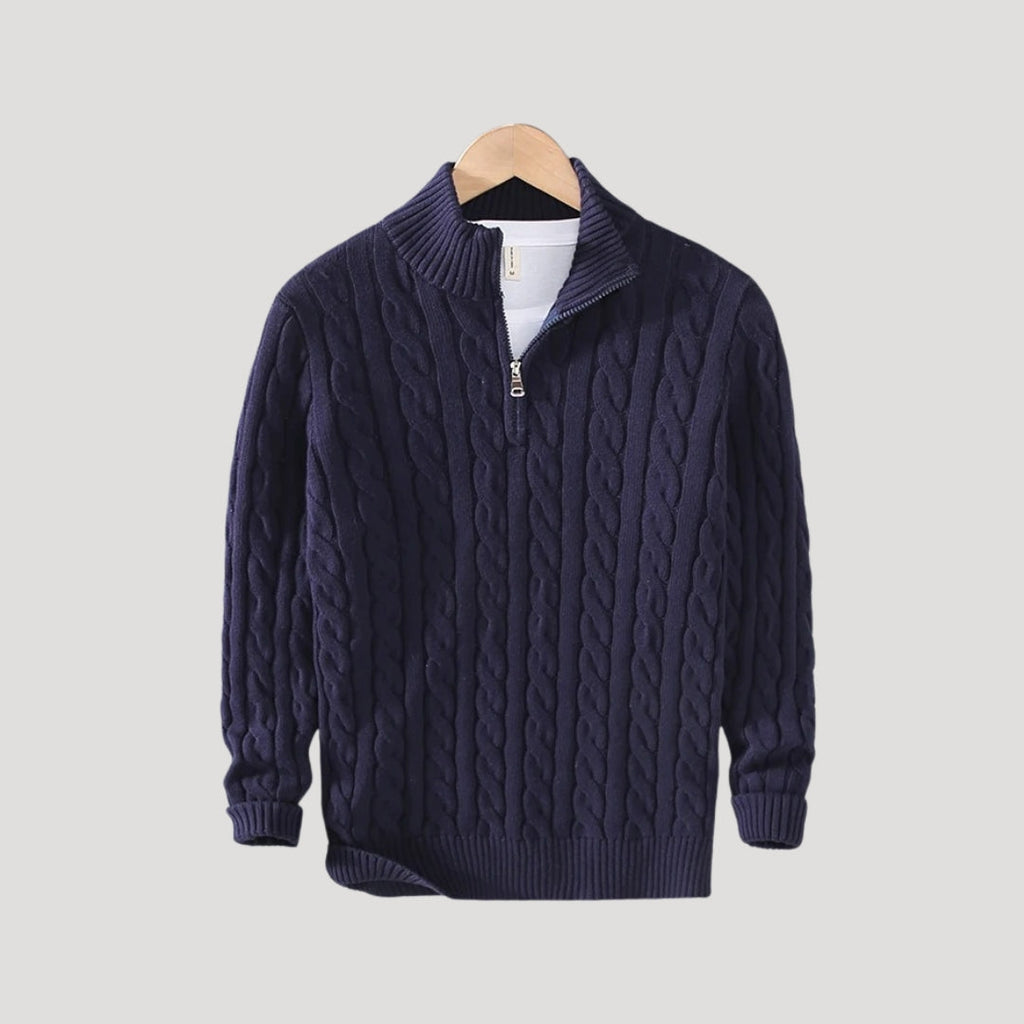 Cable-Knit Zip-Up Enduring Cardigan