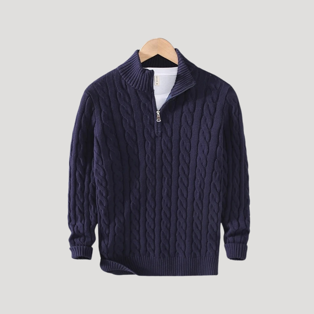 Cable-Knit Zip-Up Enduring Cardigan