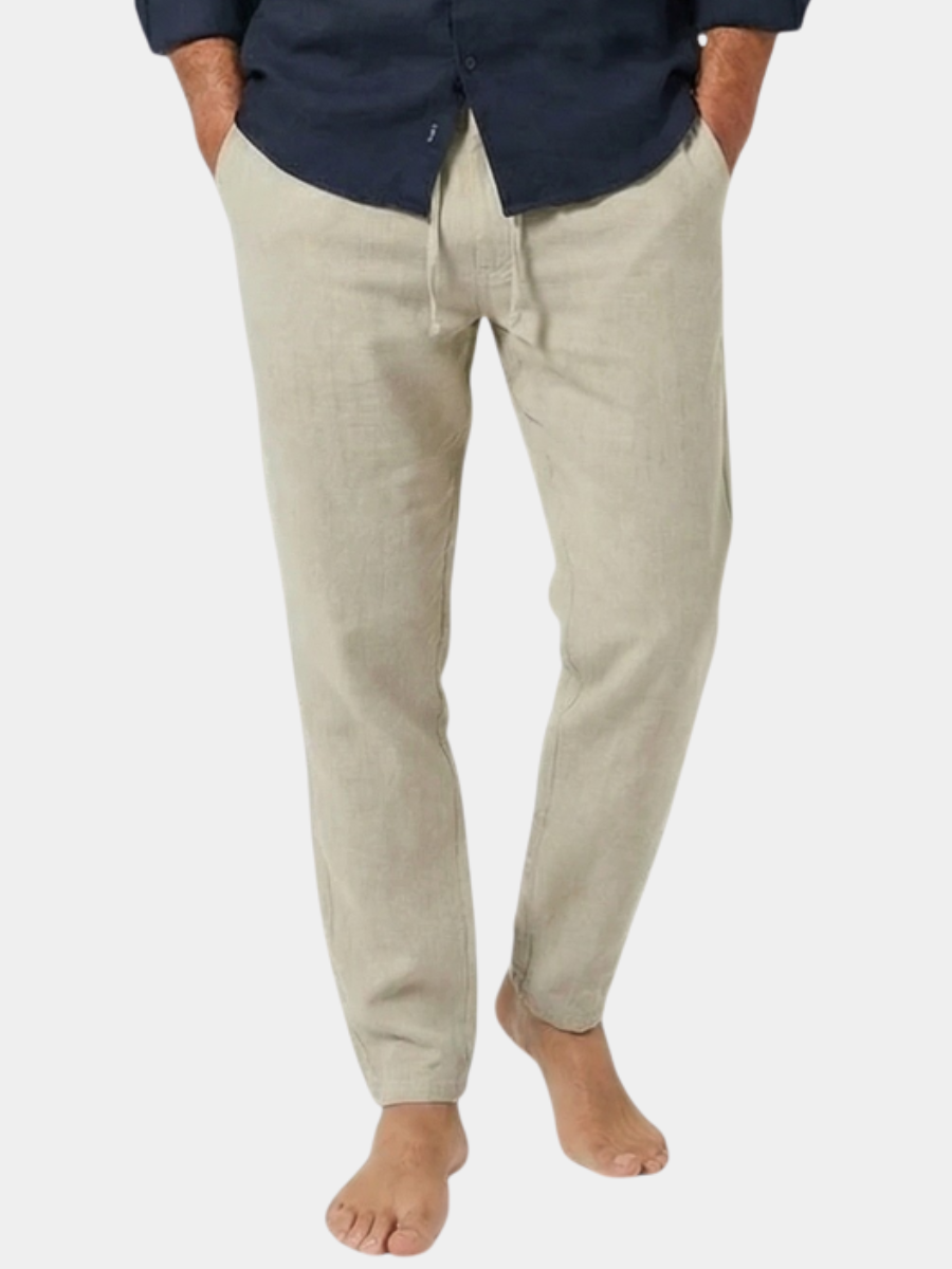 Casual Textured Pants with Drawstring Waist and Tapered Legs