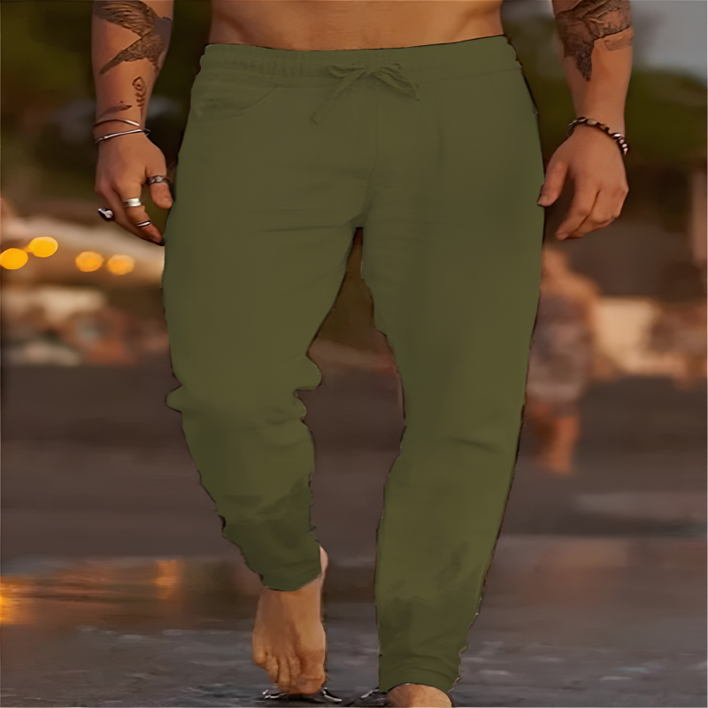 Casual Textured Pants with Drawstring Waist and Tapered Legs