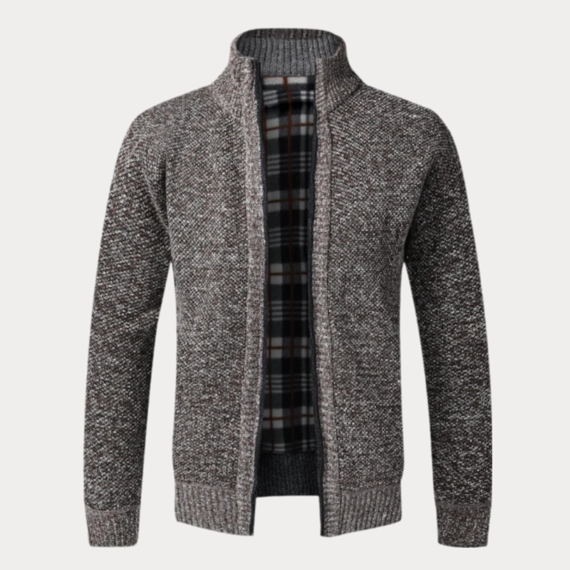 Zip-Up Sculpted Draped Cardigan