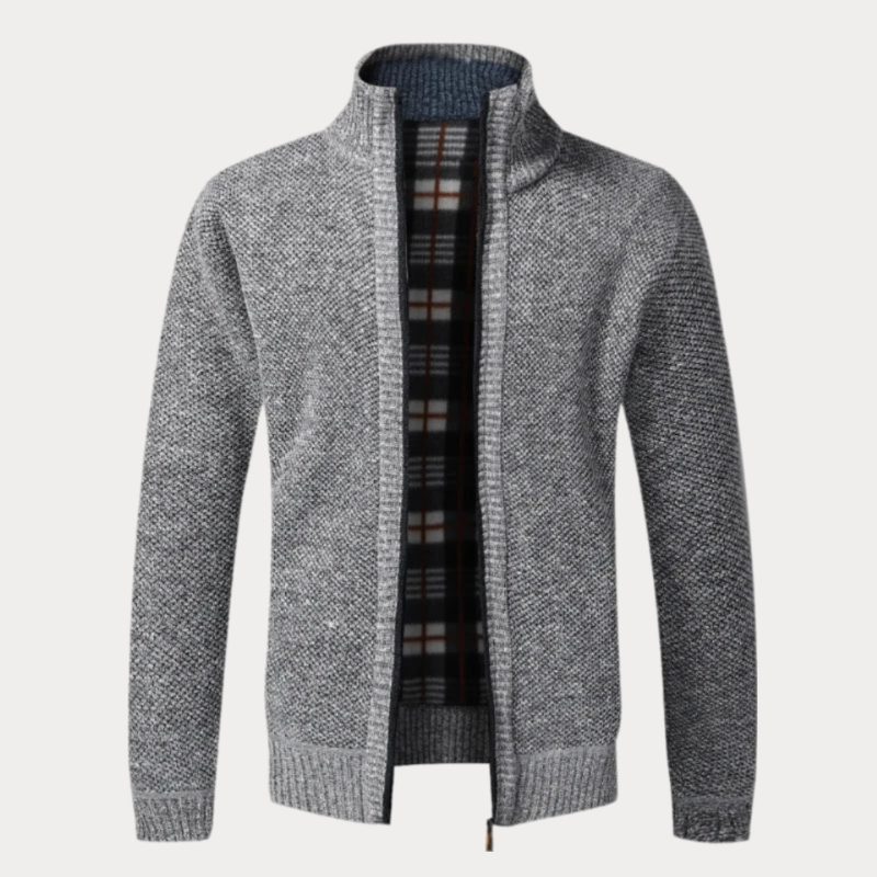 Zip-Up Sculpted Draped Cardigan