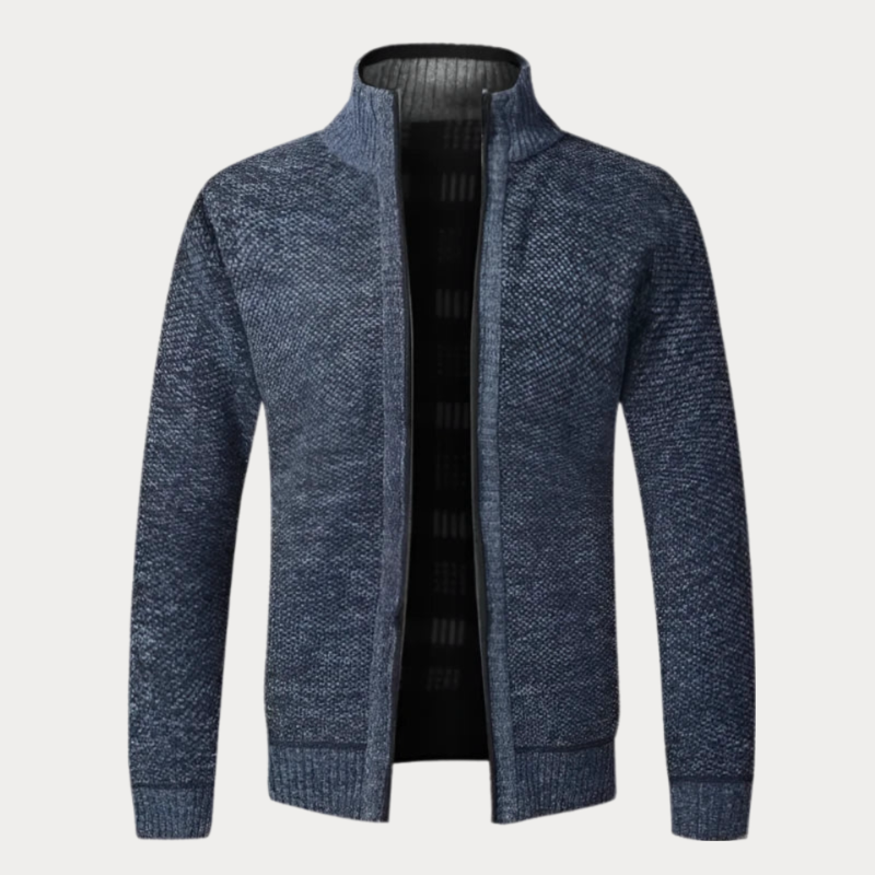 Zip-Up Sculpted Draped Cardigan