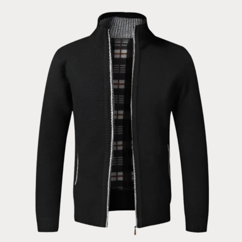 Zip-Up Sculpted Draped Cardigan