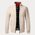 Zip-Up Sculpted Draped Cardigan