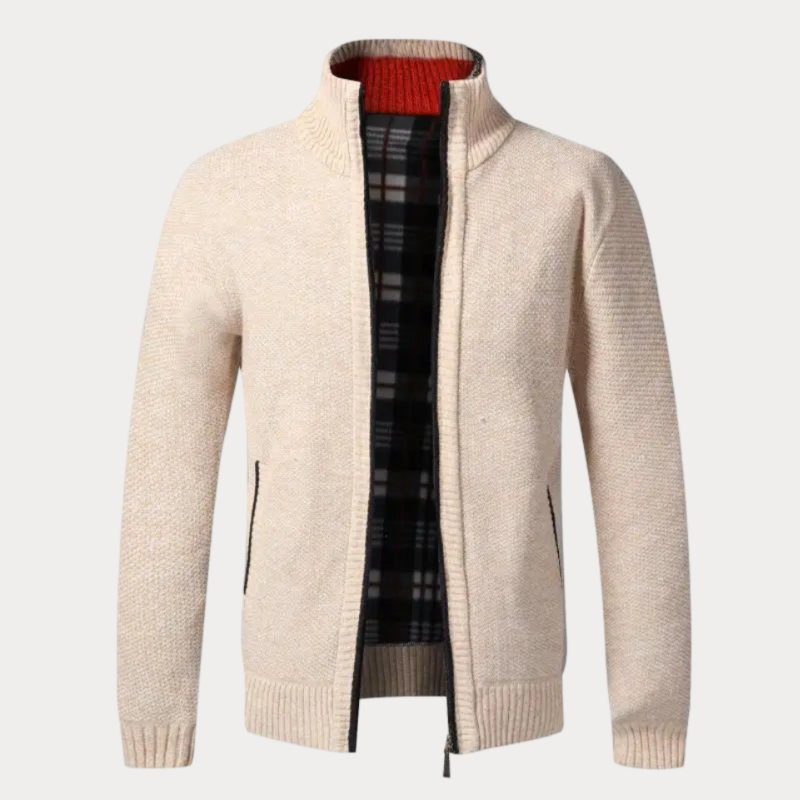 Zip-Up Sculpted Draped Cardigan