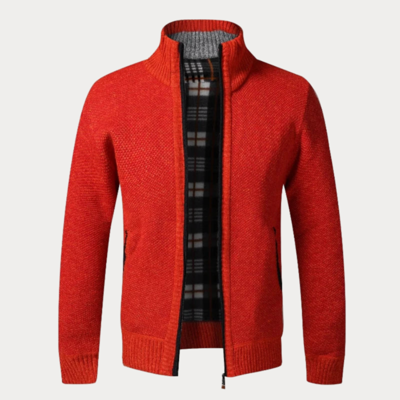 Zip-Up Sculpted Draped Cardigan