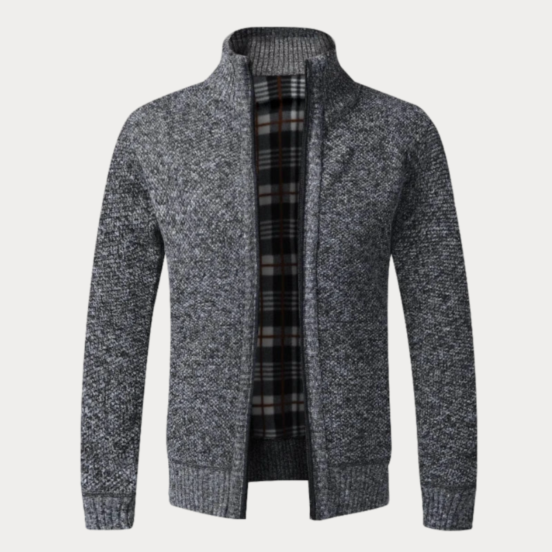 Zip-Up Sculpted Draped Cardigan