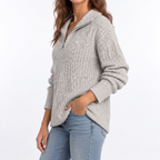 Women's Textured Knit Sweater – Quarter Zip & Relaxed Fit