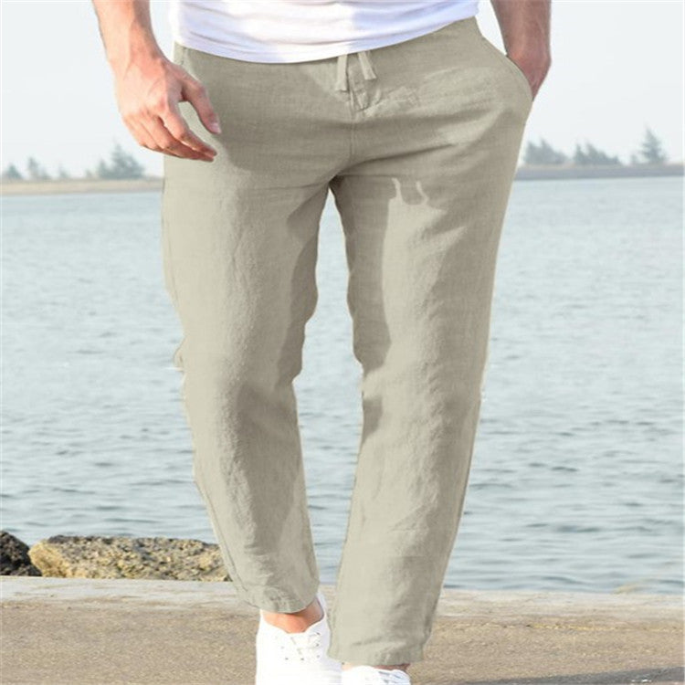 Men's Woven Pants with Drawstring Waist and Tapered Leg