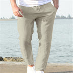 Men's Woven Pants with Drawstring Waist and Tapered Leg
