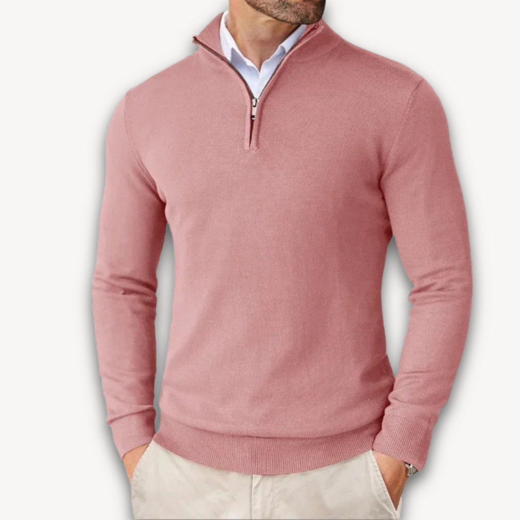 Mock-Neck Ribbed Poised Sweater