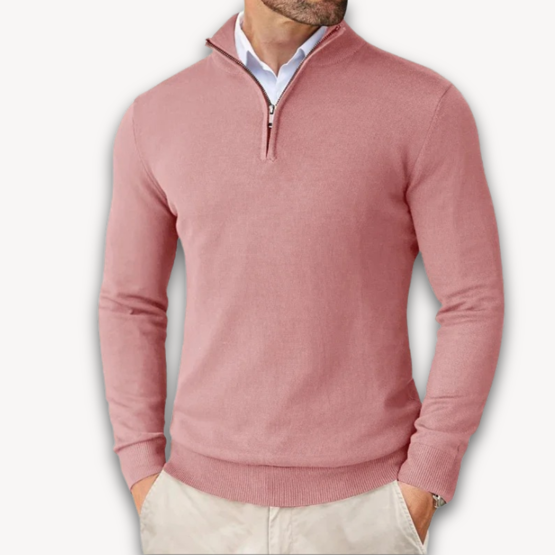 Mock-Neck Ribbed Poised Sweater