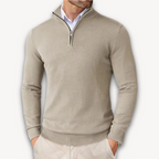 Mock-Neck Ribbed Poised Sweater