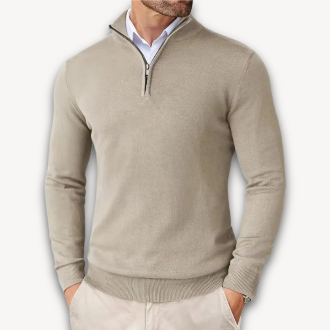 Mock-Neck Ribbed Poised Sweater