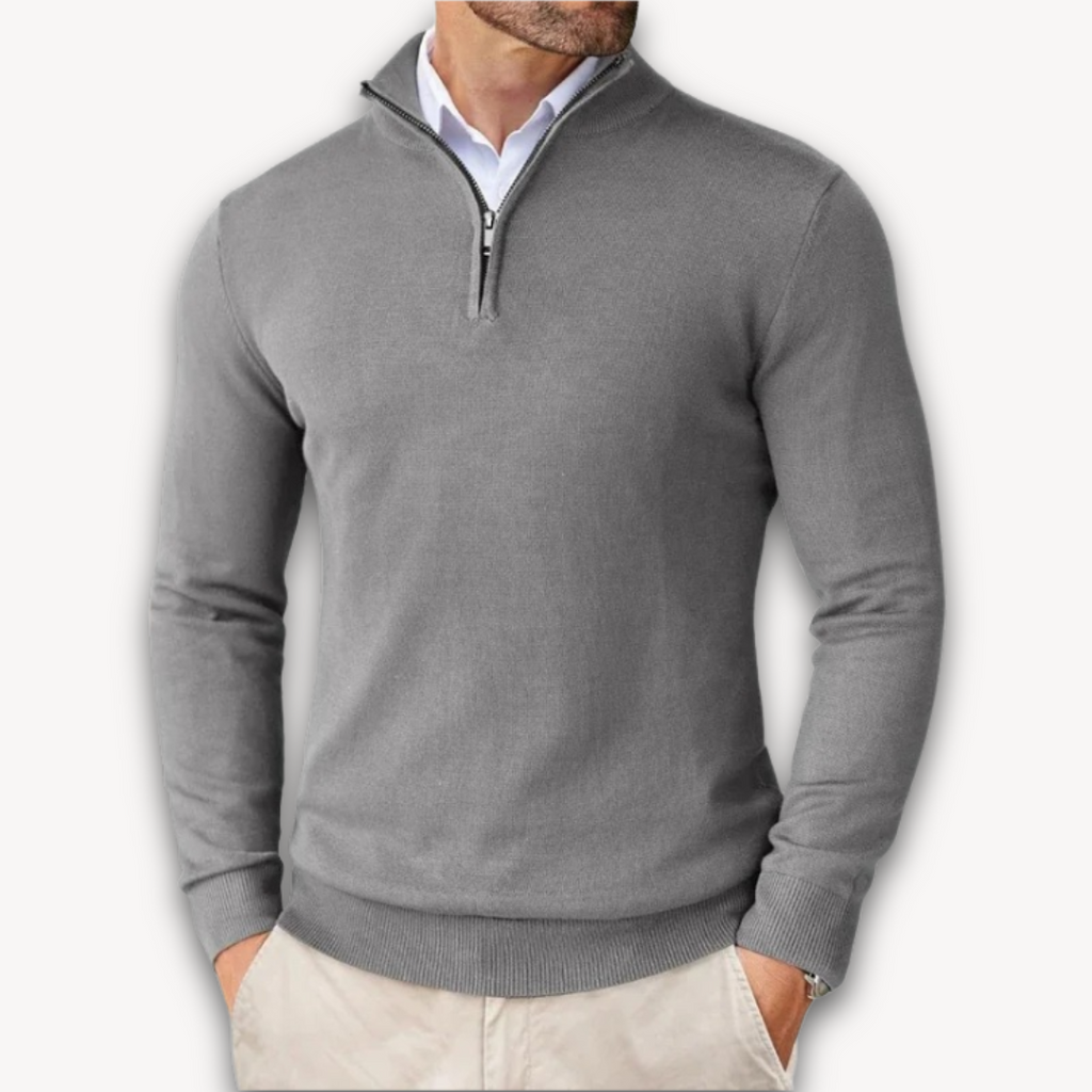 Mock-Neck Ribbed Poised Sweater