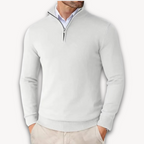 Mock-Neck Ribbed Poised Sweater