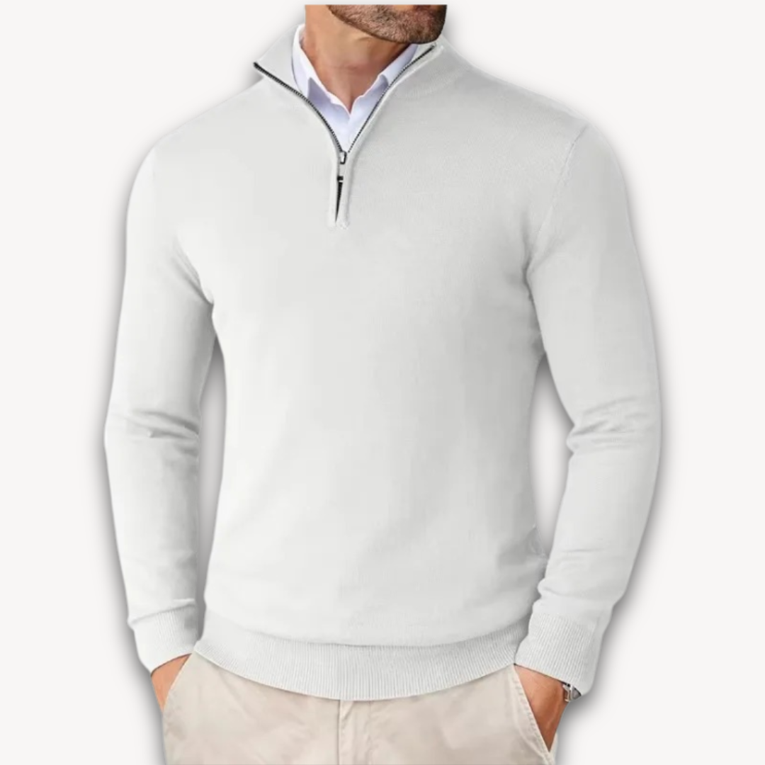 Mock-Neck Ribbed Poised Sweater